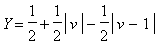 Y = 1/2+1/2*abs(v)-1/2*abs(v-1)