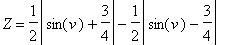 Z = 1/2*abs(sin(v)+3/4)-1/2*abs(sin(v)-3/4)
