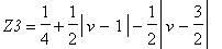 Z3 = 1/4+1/2*abs(v-1)-1/2*abs(v-3/2)