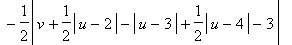 y = 1/2*abs(u-1)-abs(u-2)+abs(u-3)-abs(u-4)+1/2*abs(u-5)+3/2+1/2*abs(v-abs(u-1)+3/2*abs(u-2)-abs(u-3)+3/2*abs(u-4)-abs(u-5))-1/2*abs(v+1/2*abs(u-2)-abs(u-3)+1/2*abs(u-4)-3)