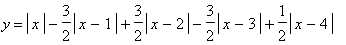 y = abs(x)-3/2*abs(x-1)+3/2*abs(x-2)-3/2*abs(x-3)+1/2*abs(x-4)