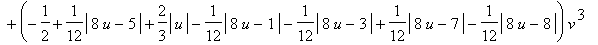 Z = 33/5-3/5*abs(8*u-5)-24/5*abs(u)+3/5*abs(8*u-1)+3/5*abs(8*u-3)-3/5*abs(8*u-7)+3/5*abs(8*u-8)+(-44/5+22/15*abs(8*u-5)+176/15*abs(u)-22/15*abs(8*u-1)-22/15*abs(8*u-3)+22/15*abs(8*u-7)-22/15*abs(8*u-8)...