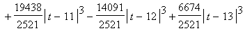 Y = -4113137/2521+901110/2521*t-64365/2521*t^2+6674/2521*abs(t-1)^3-14091/2521*abs(t-2)^3+19438/2521*abs(t-3)^3-20804/2521*abs(t-4)^3+20921/2521*abs(t-5)^3-22544/2521*abs(t-6)^3+23877/2521*abs(t-7)^3-2...