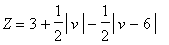Z = 3+1/2*abs(v)-1/2*abs(v-6)