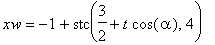 xw = -1+stc(3/2+t*cos(alpha),4)